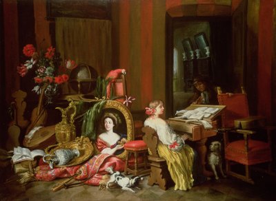 Interior with a Lady at a Harpsichord by Francesco Fieravino