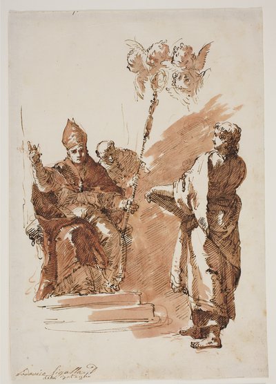 St. Louis Seated with St. John the Evangelist Standing Beside Him. Study for an Altarpiece in Chiesa dell’Angelo Raffaele, Venice by Francesco Fontebasso
