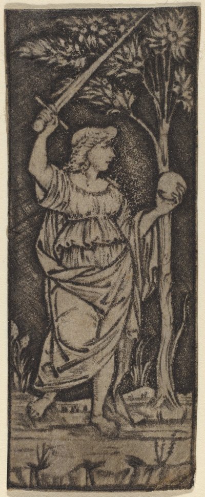 Allegorical Figure: Woman with Sword and Sphere by Francesco Francia or Peregrino da Cesena