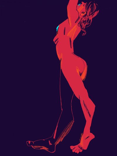 Expressive Red Nude by Francesco Gulina