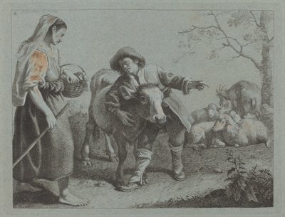 Shepherd Pointing Out the Direction to a Shepherdess by Francesco Londonio