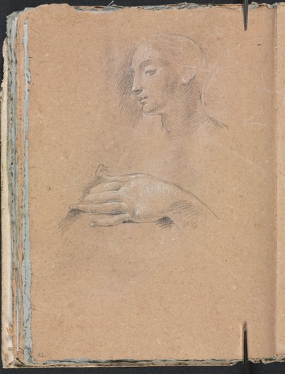 Verona Sketchbook: Female Head and Left Hand, Page 42, 1760 by Francesco Lorenzi