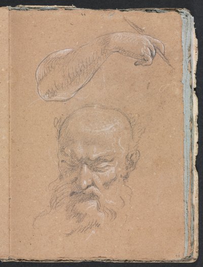 Verona Sketchbook: Head of a bearded man and right arm and hand page 59 by Francesco Lorenzi