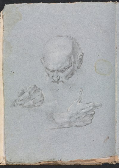 Verona Sketchbook: Head of a Man with Hands (page 8) by Francesco Lorenzi