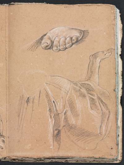 Verona Sketchbook: Study of a Left Foot and Drapery Study with Right Arm, Page 79, 1760 by Francesco Lorenzi