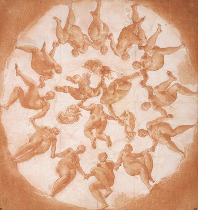 Dance of the Hours and Three Putti with Cornucopiae by Francesco Primaticcio