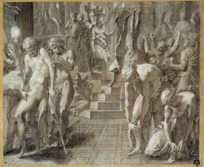 The Persepolis Masquerade. Drawing by Francesco Primaticcio known as The Primatice (1504-1570) by Francesco Primaticcio