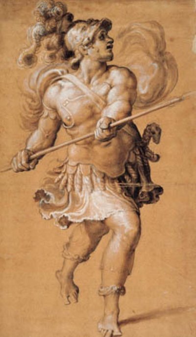 Running Roman Soldier with a Lance by Francesco Salviati