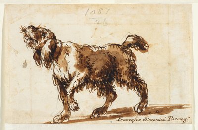 Dog howling (recto), c.1700-50 by Francesco Simonini