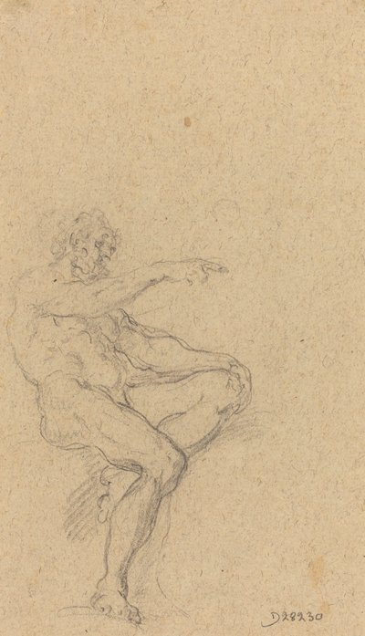 A Seated Nude Man Pointing to the Right by Francesco Solimena