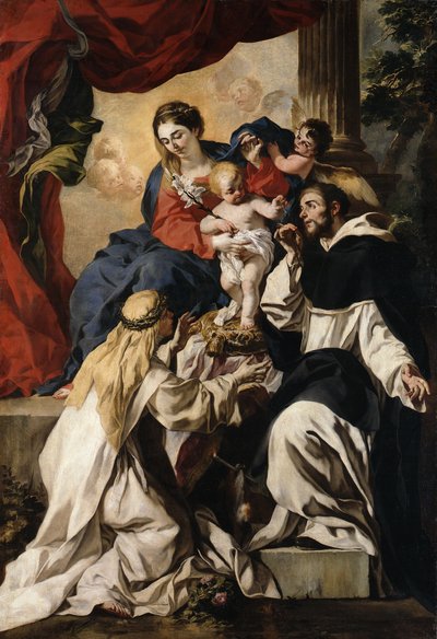 The Enthroned Virgin and Child with Saint Dominic and Saint Catherine of Siena (Madonna of the Rosary) by Francesco Solimena