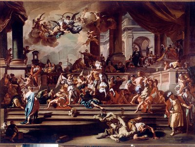 Heliodore Hunting of the Temple by the Angels. Painting by Francesco Solimena dit l