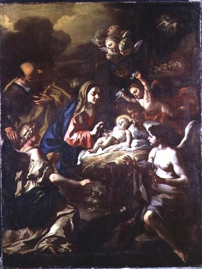 Nativity with Adoring Angels and Annunciation to the Shepherds by Francesco Solimena
