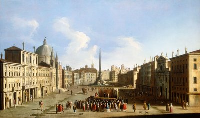 The Piazza Navona, Rome, with a Commedia dell
