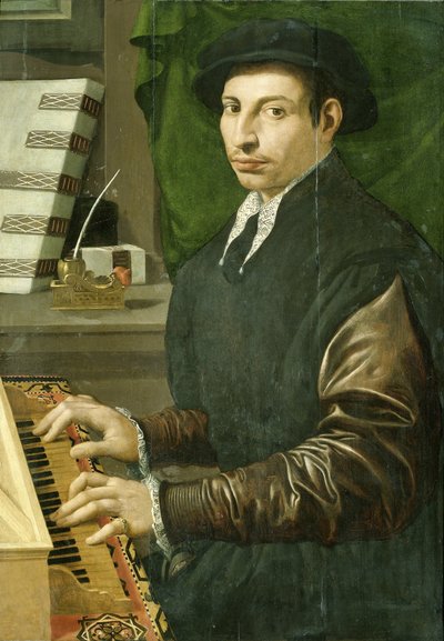 Portrait of a Man Playing a Virginal by Francesco Traballesi