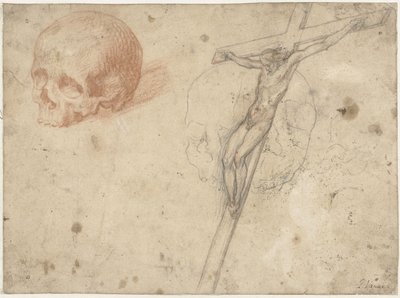 Sketch of Crucifix and Skull by Francesco Vanni