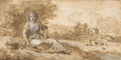 Seated Girl in a Landscape by Francesco Zuccarelli