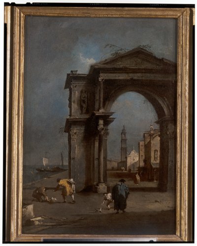 Capriccio with a Triumphal Arch and Urban Background by Francesco and/or Gian Antonio (1699 1761) Guardi