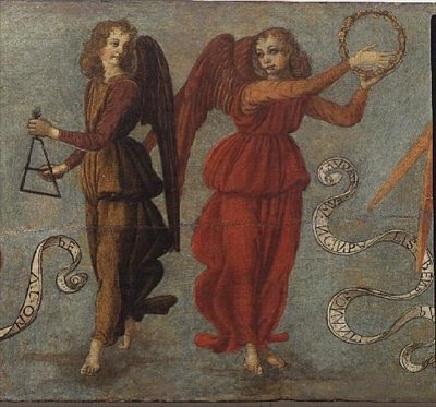 Angels Playing the Tambourine and Triangle (detail) by Francesco attr. to Botticini