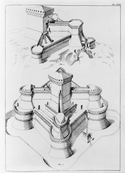 Fortresses designed to enable defense against attack from any direction by Francesco di Giorgio (after) Martini