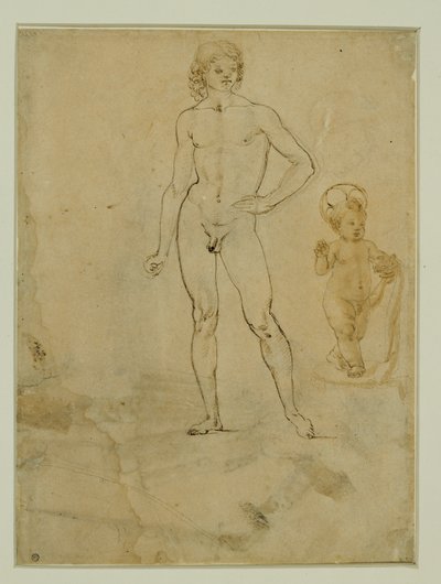 A Naked Youth, Standing; The Infant Jesus; Female Portrait Turned to the Right by Francesco di Simone (attr. to)