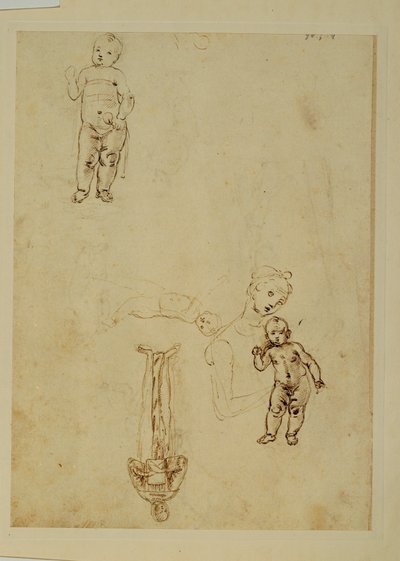 The Virgin and the Infant Jesus; Two Children by Francesco di Simone (attr. to)