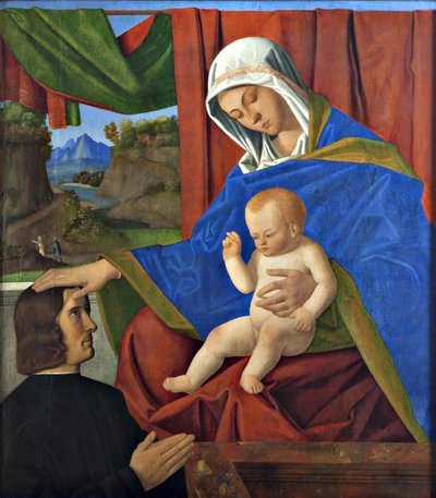 Virgin and Child with a Donor, Late 15th Century by Francesco di Simone da Santacroce