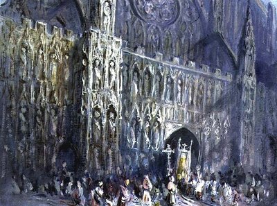 The West Front of Exeter Cathedral, with a Religious Procession in the Foreground by Francis Abel William Taylor Armstrong