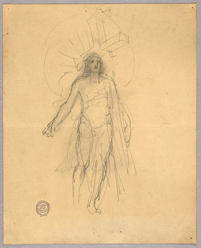 Sketch for Central Figure in the Ascension by Francis Augustus Lathrop