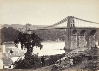 Bangor, Suspension Bridge, From Anglesey by Francis Bedford