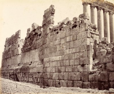 Western End of the Outer Wall of the Temple of the Sun, Baalbek by Francis Bedford