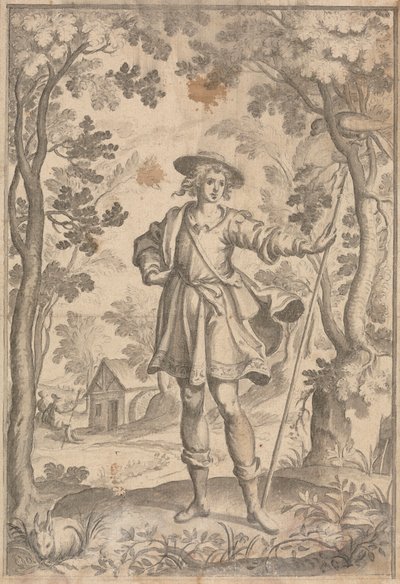 A Hunter Holding a Spear in a Woodland Setting by Francis Cleyn