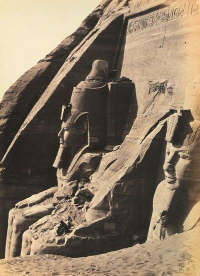 The Colossi of Ramses II on the Left Side of the Facade of the Great Temple of Abu Simbel by Francis Frith