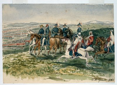 The Guards and Highlanders Received by Omar Pasha and Marshal St Arnaud Commanded by the Duke of Cambridge at Aladyn, 6 July 1854 by Francis Grant