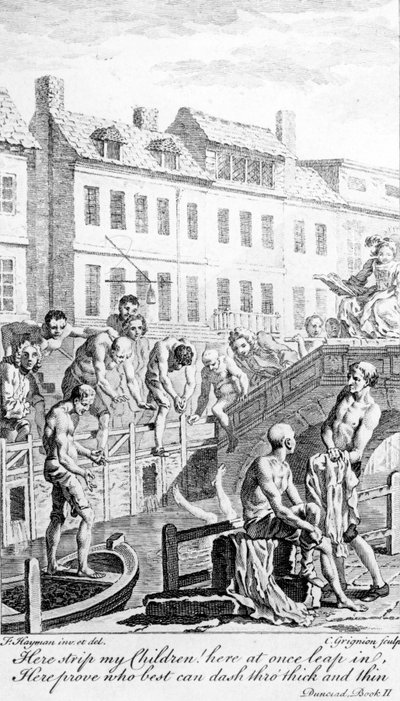Bathing in the River Fleet, with a quote from Alexander Pope