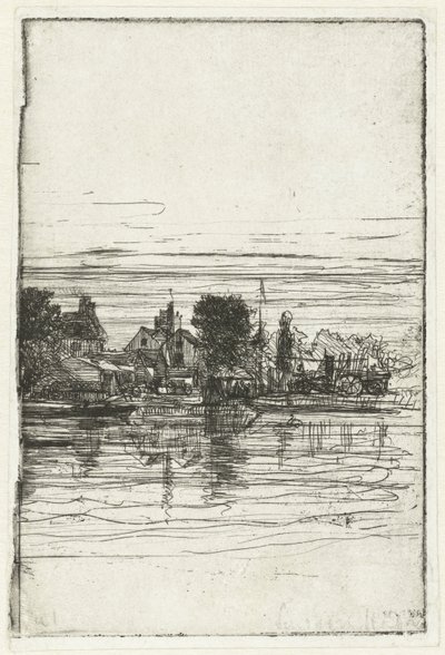 Village by the Water (Thames Side) by Francis Seymour Haden (Sir) (signed by artist)