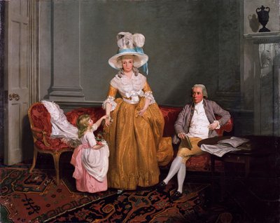 A Family Group, the Father Seated, the Mother and Daughter Standing, in an Interior, 18th Century by Francis Wheatley