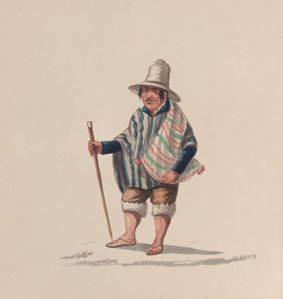 A Peruvian man, from a group of drawings depicting Peruvian costume by Francisco