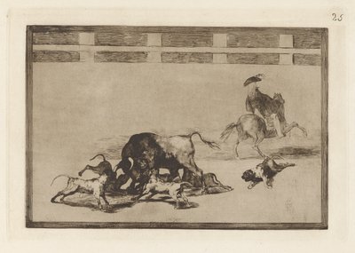 They Loose Dogs on the Bull, Plate 25 from La tauromaquia by Francisco de Goya