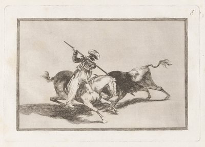 The Spirited Moor Gazul Is the First to Spear Bulls According to the Rules by Francisco de Goya