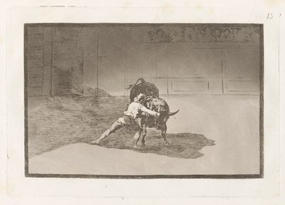 The Famous Martincho Places the Banderillas Playing the Bull with the Movement of his Body, Plate 15 from La tauromaquia by Francisco de Goya