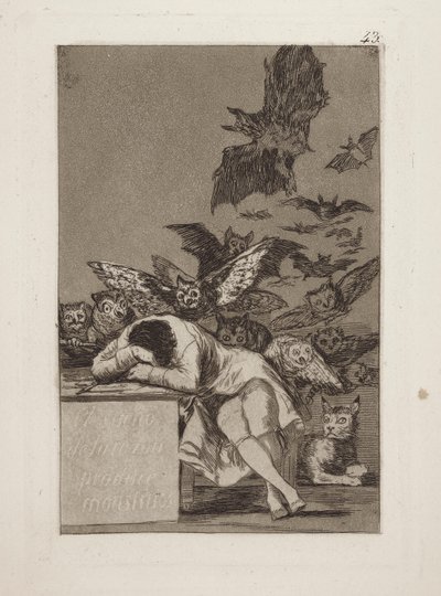 The Sleep of Reason Produces Monsters, pl. 43 from the series Los Caprichos by Francisco de Goya