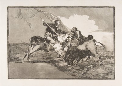The Way in Which the Ancient Spaniards Hunted Bulls on Horseback, Plate 1 from The Tauromaquia, 1816 by Francisco de Goya
