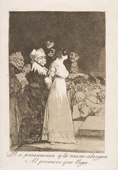 Plate 2 from Los Caprichos: They Say Yes and Give Their Hand to the First Comer by Francisco de Goya