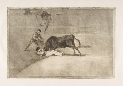 Plate 33 from the Tauromaquia: The Unlucky Death of Pepe Illo in the Ring at Madrid, 1816 by Francisco de Goya