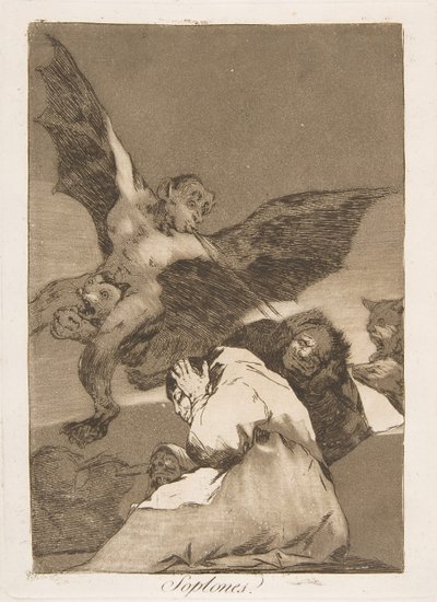 Plate 48 from Los Caprichos: Tale-Bearers-Blasts of Wind by Francisco de Goya