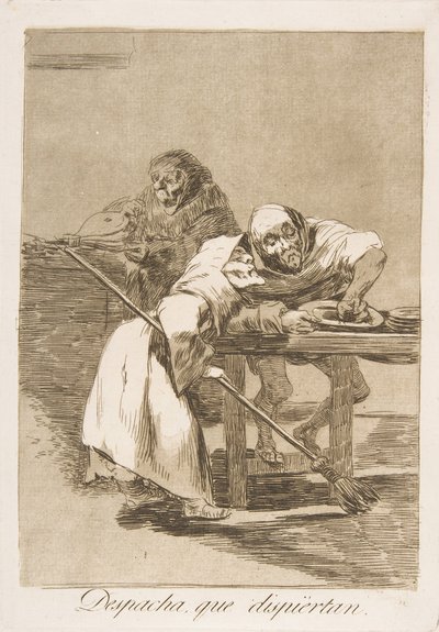 Plate 78 from Los Caprichos: Be Quick, They Are Waking Up by Francisco de Goya