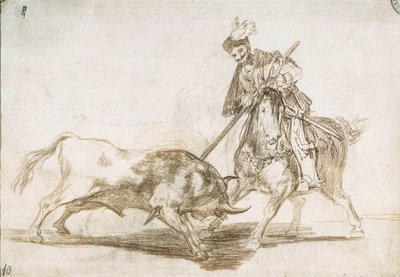 Bullfighting: The Cid pierces another bull from its spear 1815-16 (preparatory drawing) by Francisco de Goya