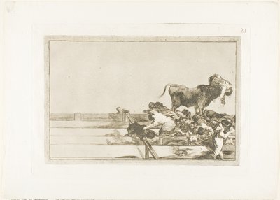 Dreadful events in the front rows of the ring at Madrid, and death of the mayor of Torrejón, plate 21 from The Art of Bullfighting by Francisco Jose de Goya y Lucientes