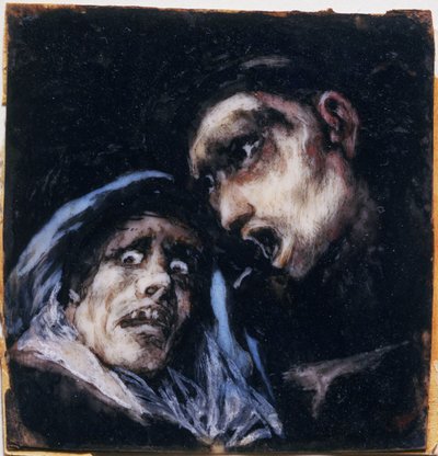 Monk Talking to an Old Woman by Francisco Jose de Goya y Lucientes